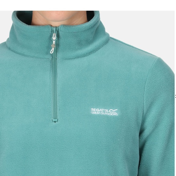Regatta Womens Micro Fleece Size 12 Lightweight Pullover Turquoise 1/4 Zip Gorp - Picture 4 of 15